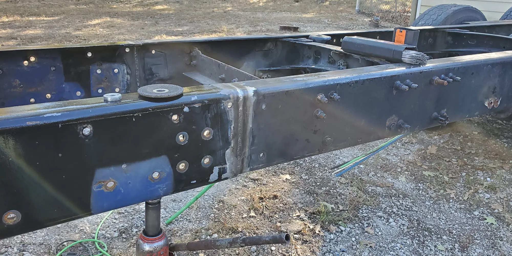 This image shows a strong weld on a trailer frame.